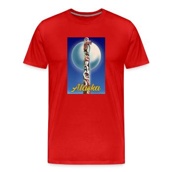 Affiche de voyage du totem de l’Alaska - T-shirt bio Premium Homme - rouge - Devant - Damien (186cm)
