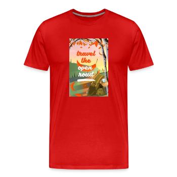 Travel The Open Road - Men's Premium Organic T-Shirt - red - Front - Damien (186cm)