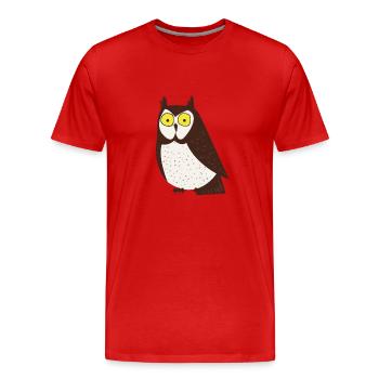 Cartoon Owl - Men's Premium Organic T-Shirt - red - Front - Damien (186cm)