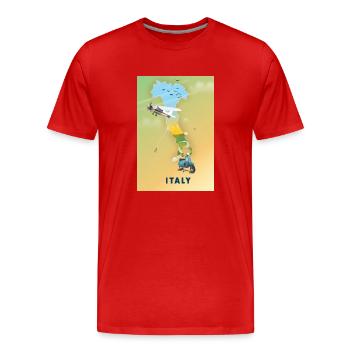 Carte de voyage Italie - T-shirt bio Premium Homme - rouge - Devant - Damien (186cm)