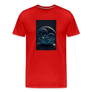 Blasen in einer Blase neon 2 - Männer Premium Bio T-Shirt - Rot - Vorne - Damien (186cm)