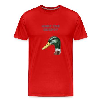 What the duck? - Männer Premium Bio T-Shirt - Rot - Vorne - Damien (186cm)