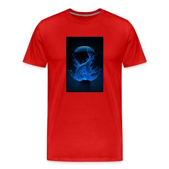 Kaos in einer Blase blau 4 - Männer Premium Bio T-Shirt - Rot - Vorne - Damien (186cm)