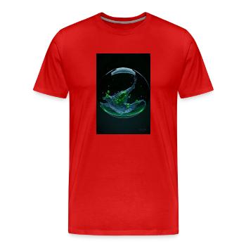 Kaos in einer Blase grün3 - Männer Premium Bio T-Shirt - Rot - Vorne - Damien (186cm)
