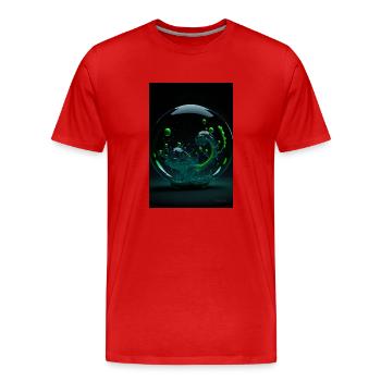Kaos in einer Blase grün 4 - Männer Premium Bio T-Shirt - Rot - Vorne - Damien (186cm)