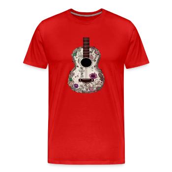 Guitare Instrument de Musique Instrument Plumé Guitariste - T-shirt bio Premium Homme - rouge - Devant - Damien (186cm)