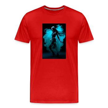 Cyan Beauty 2 - Men's Premium Organic T-Shirt - red - Front - Damien (186cm)