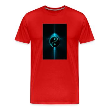 Yin Yang cyan 1 - Men's Premium Organic T-Shirt - red - Front - Damien (186cm)