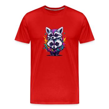Racoton laveur 3 - T-shirt bio Premium Homme - rouge - Devant - Damien (186cm)