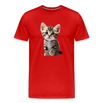 Mignon jeune chat en attente de câlins - T-shirt bio Premium Homme - rouge - Devant - Damien (186cm)