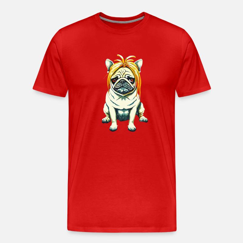 Mops mit Perücke #PugLife - Männer Premium Bio T-Shirt - Rot