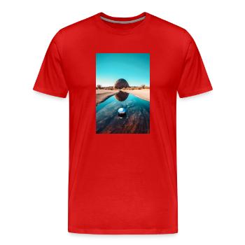 Rund - Männer Premium Bio T-Shirt - Rot - Vorne - Damien (186cm)