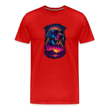 Labrador wears sunglasses - Men's Premium Organic T-Shirt - red - Front - Damien (186cm)