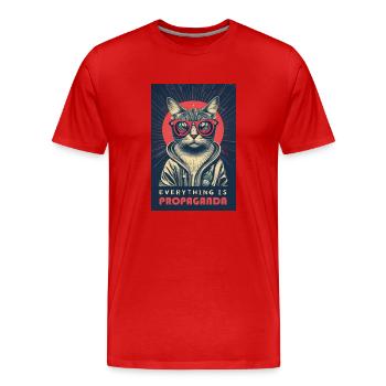 Tout est chat de propagande - T-shirt bio Premium Homme - rouge - Devant - Damien (186cm)