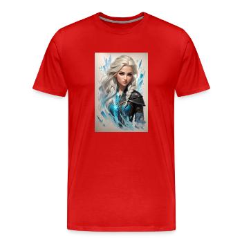 Frau weißes Haar - Männer Premium Bio T-Shirt - Rot - Vorne - Damien (186cm)
