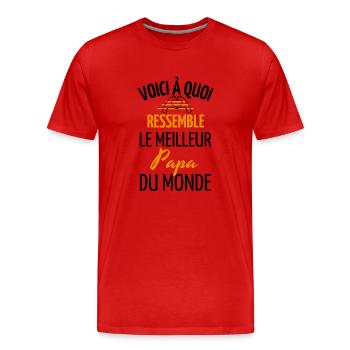 Voici à Quoi Ressemble le Meilleur Papa du monde - T-shirt bio Premium Homme - rouge - Devant - Damien (186cm)