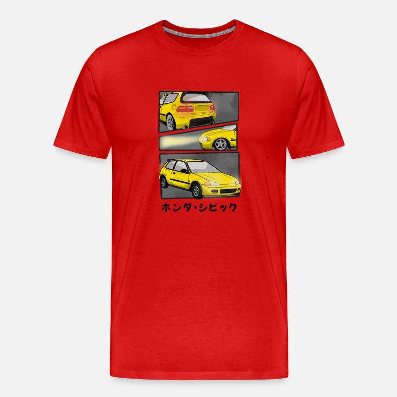 SUNRISE YELLOW CAR COMIC / HATCHBACK - Männer Premium Bio T-Shirt - Rot