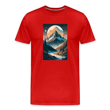 Alpine Elegance: Minimalist Beauty of the Mountain - Men's Premium Organic T-Shirt - red - Front - Damien (186cm)