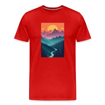 Alpine Elegance: Minimalist Beauty of the Mountain - Men's Premium Organic T-Shirt - red - Front - Damien (186cm)