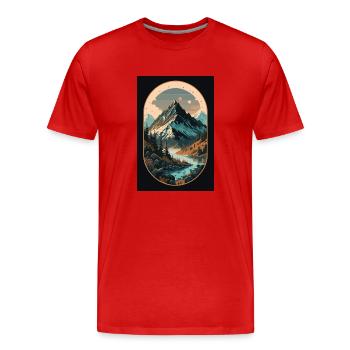 Alpine Elegance: Minimalist Beauty of the Mountain - Men's Premium Organic T-Shirt - red - Front - Damien (186cm)