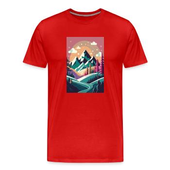 Alpine Elegance: Minimalist Beauty of the Mountain - Men's Premium Organic T-Shirt - red - Front - Damien (186cm)