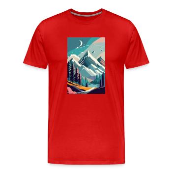 Alpine Elegance: Minimalist Beauty of the Mountain - Men's Premium Organic T-Shirt - red - Front - Damien (186cm)