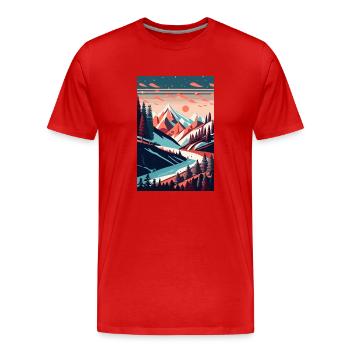Alpine Elegance: Minimalist Beauty of the Mountain - Men's Premium Organic T-Shirt - red - Front - Damien (186cm)