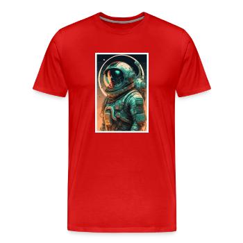 Astronaute, Futuriste, Espace Espace, Univers - T-shirt bio Premium Homme - rouge - Devant - Damien (186cm)