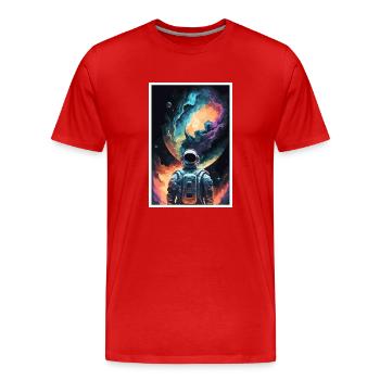 Astronaute, Futuriste, Espace Espace, Univers - T-shirt bio Premium Homme - rouge - Devant - Damien (186cm)
