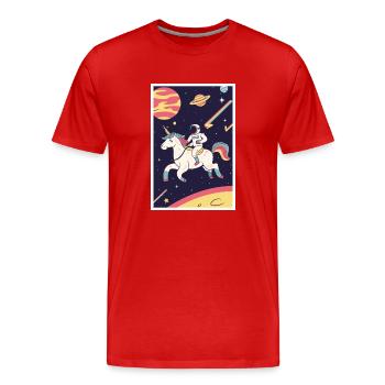 Astronaut Futuristisch Raumfahrt Weltall Universum - Männer Premium Bio T-Shirt - Rot - Vorne - Damien (186cm)