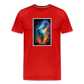 Astronaute, Futuriste, Espace Espace, Univers - T-shirt bio Premium Homme - rouge - Devant - Damien (186cm)