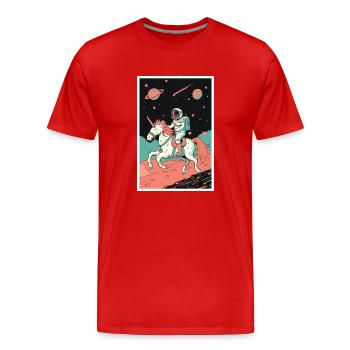Astronaute, Futuriste, Espace Espace, Univers - T-shirt bio Premium Homme - rouge - Devant - Damien (186cm)