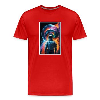 Astronaute, Futuriste, Espace Espace, Univers - T-shirt bio Premium Homme - rouge - Devant - Damien (186cm)