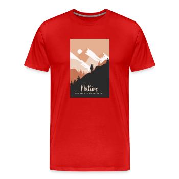 Nature Is Cheaper Than Therapy Mountains Hiking - Männer Premium Bio T-Shirt - Rot - Vorne - Damien (186cm)