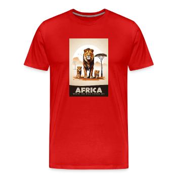 Africa where the wild things are - Men's Premium Organic T-Shirt - red - Front - Damien (186cm)