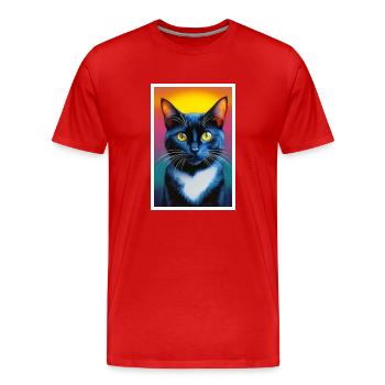 Chat mignon Pop Art Art moderne - T-shirt bio Premium Homme - rouge - Devant - Damien (186cm)