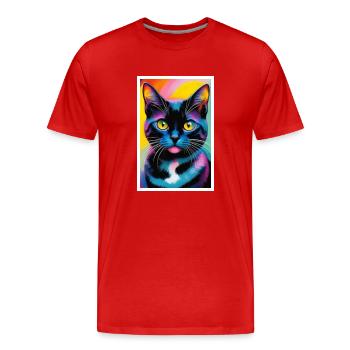Chat mignon Pop Art Art moderne - T-shirt bio Premium Homme - rouge - Devant - Damien (186cm)