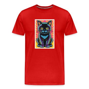 Chat mignon Pop Art Art moderne - T-shirt bio Premium Homme - rouge - Devant - Damien (186cm)