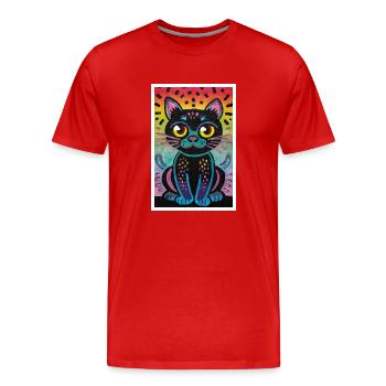 Chat mignon Pop Art Art moderne - T-shirt bio Premium Homme - rouge - Devant - Damien (186cm)