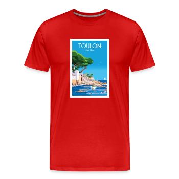 TOULON CAP BRUN - Männer Premium Bio T-Shirt - Rot - Vorne - Damien (186cm)