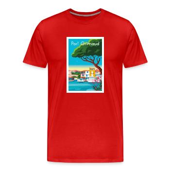 PORT GRIMAUD - T-shirt bio Premium Homme - rouge - Devant - Damien (186cm)