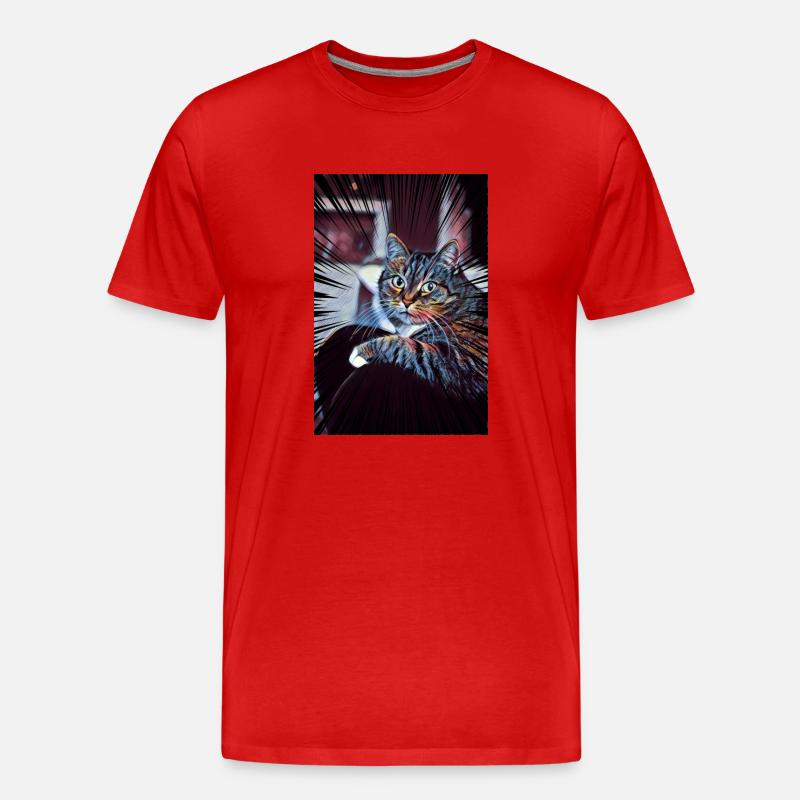 Süße Katze Comic - Männer Premium Bio T-Shirt - Rot