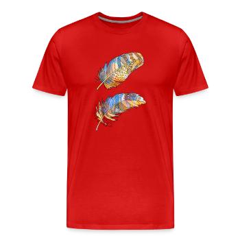 Feder - Männer Premium Bio T-Shirt - Rot - Vorne - Damien (186cm)