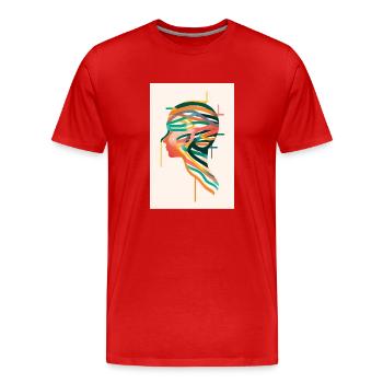 Silhouette mit neurodivergentem und abstraktem Profil. - Männer Premium Bio T-Shirt - Rot - Vorne - Damien (186cm)
