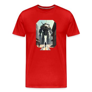 Manga Großer Roboter - Männer Premium Bio T-Shirt - Rot - Vorne - Damien (186cm)