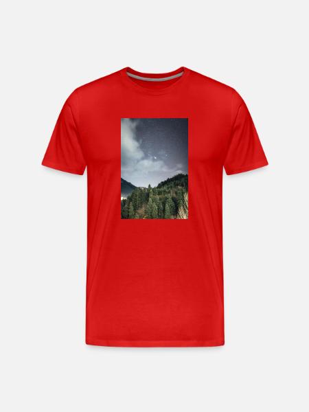 Orion konstellation stiger over bjergene - Herre Premium T-shirt økologisk - rød