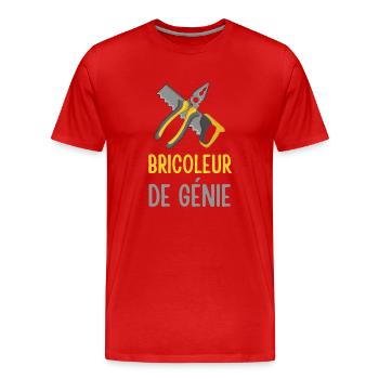 Le bricoleur de génie - T-shirt bio Premium Homme - rouge - Devant - Damien (186cm)