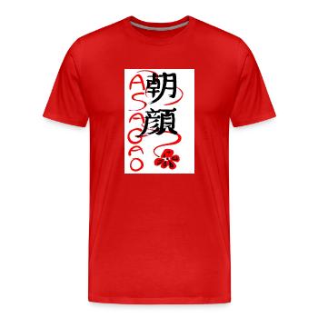 ASAGAO, la fleur de volubilis symbole d'aiki - T-shirt bio Premium Homme - rouge - Devant - Damien (186cm)
