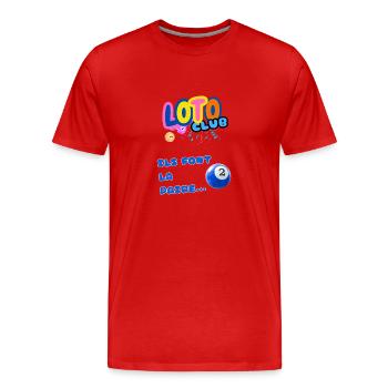 LOTO - BINGO - 2 - ILS FONT LA PAIRE - T-shirt bio Premium Homme - rouge - Devant - Damien (186cm)
