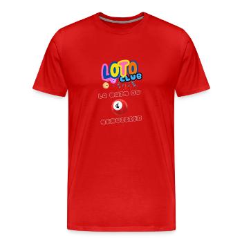 LOTO - BINGO - 4 - LA MAIN DU MENUISIER - T-shirt bio Premium Homme - rouge - Devant - Damien (186cm)